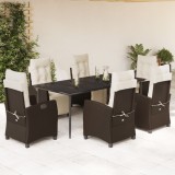 VidaXL Set mobilier de grădină cu perne, 7 piese, maro, poliratan