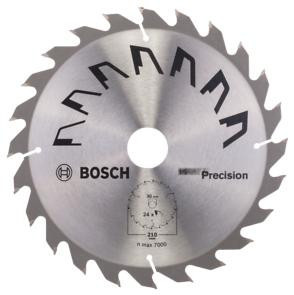 Panza de ferastrau circular pentru lemn BOSCH Precision ,D 210 mm ,latime taiere 2.5 mm ,numar dinti 24 ,orficiu prindere 30mm foto