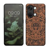 Husa Kwmobile pentru OnePlus Nord 3 5G, Maro/Negru, Lemn, KWM0000204Y002C, Silicon, Carcasa