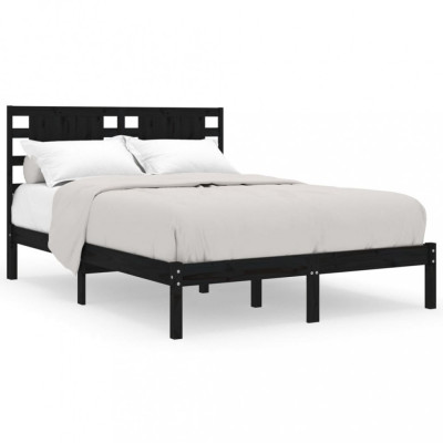 Cadru de pat, negru, 140x200 cm, lemn masiv de pin foto