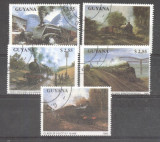 Guyana 1990 Steam locomotives Trains used DE.108, Stampilat