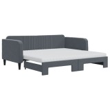 Cumpara ieftin Pat de zi cu extensie si saltele, gri inchis, 90x190 cm catifea