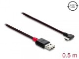 Cablu EASY-USB 2.0-A la USB Type C drept/unghi stanga/dreapta T-T 0.5m Negru, Delock 81545