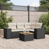 Cumpara ieftin Gossi set mobilier de gradina cu perne, 5 piese, negru, poliratan