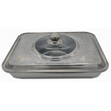 Cumpara ieftin Tava pentru cuptor Vanora, 35 x 29 x 7 cm, inox, capac sticla, Argintiu