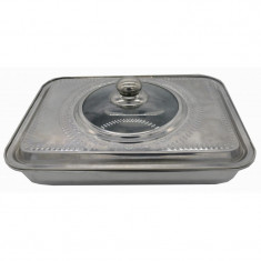 Tava pentru cuptor Vanora, 35 x 29 x 7 cm, inox, capac sticla, Argintiu foto