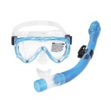 Set scuba diving si snorkeling Aloma CT-3 pentru copii 5-12 ani, format din masca si tub, lentila singulara, albastru