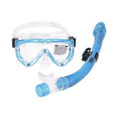 Set scuba diving si snorkeling Aloma CT-3 pentru copii 5-12 ani, format din masca si tub, lentila singulara, albastru