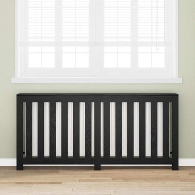 Protecție Radiator Negru Stejar 175x20x82 cm Lemn Ingineresc foto