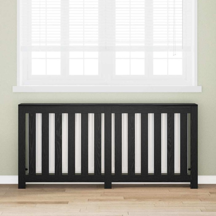 Protecție Radiator Negru Stejar 175x20x82 cm Lemn Ingineresc