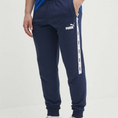Puma pantaloni de trening culoarea bleumarin, cu imprimeu 847388