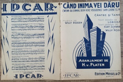 Cand inima veri darui// partitura foto