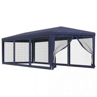 Cort de petrecere cu 8 pereti din plasa, albastru, 3x9 m, HDPE foto