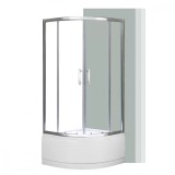 Leziter Spirit Deep Cabină de duș curbată 80x80 cm cu tavă ad&acirc;ncă, sticlă securizată 4mm
