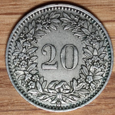 Elvetia - moneda de colectie WW2 raruta - 20 rappen 1944 - impecabila !
