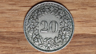 Elvetia - moneda de colectie WW2 raruta - 20 rappen 1944 - impecabila ! foto