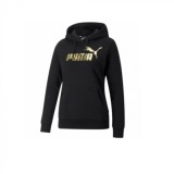 Puma Ess+ Metallic Logo Hoodie Fl Black- 849958-01-XXS