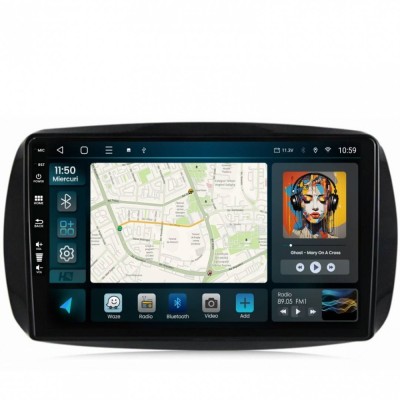 Navigatie Smart For Two (2016-Prezent) 4GB RAM Android 13 Quadcore DSP GPS Wi-FI Carplay Android Auto USB Bluetooth Waze Touchscreen 9 inch foto