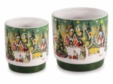Cumpara ieftin Set 2 vaze flori Craciun ceramica multicolora &Oslash; 10,5 x 11 H, &Oslash; 13 x 12,5 H