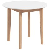 HOMCOM Masă de dining Masă de bucătărie Masă rotundă, design scandinav, 75 cm x 75 cm x 76 cm, Alb + natural | Aosom Romania