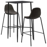Set de bar, 3 piese, gri &icirc;nchis, material textil