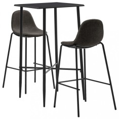 Set de bar, 3 piese, gri &amp;icirc;nchis, material textil foto