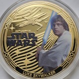 1/2 Half Dollar 2025 Solomon Islands, Luke Skywalker, Star Wars, Gold plated, Bunc, Charles III, capsula
