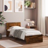 Cumpara ieftin Cadru de pat cu tăblie stejar fumuriu 75x190 cm lemn prelucrat