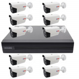 Sistem de supraveghere 10 camere Rovision oem Hikvision 2MP Full HD, IR 40m, DVR Pentabrid 16 canale, inteligenta artificiala