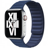 Cumpara ieftin Curea iUni compatibila cu Apple Watch 1/2/3/4/5/6/7, 42mm, Leather Link, Midnight Blue