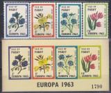 Pabay 1963 - Flori - Europa, Colita LUX NDT pe h&acirc;rtie galbenă numerotată, F. RARA, MNH, Nestampilat