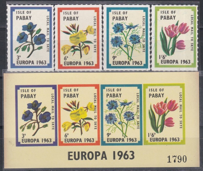 Pabay 1963 - Flori - Europa, Colita LUX NDT pe h&acirc;rtie galbenă numerotată, F. RARA, MNH