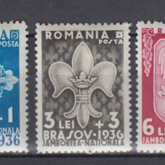 ROMANIA 1936 LP 115 JAMBOREEA BRASOV SERIE CU SARNIERA