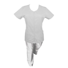 Costum Medical Pe Stil, Alb cu fermoar, Model Ana - XL, M