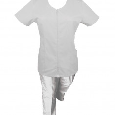 Costum Medical Pe Stil, Alb cu fermoar, Model Ana - M, M