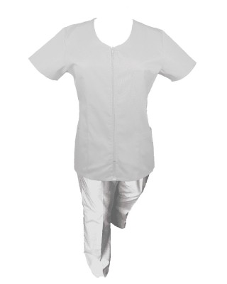 Costum Medical Pe Stil, Alb cu fermoar, Model Ana - 4XL, XL foto