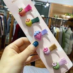 Set de 5 clame colorate pentru par - Capsunele