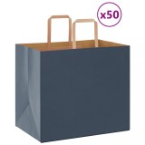 vidaXL Pungi de h&acirc;rtie 50 buc cu m&acirc;nere Albastru 32x22x28 cm