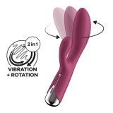 Vibrator Iepuras Rotativ Satisfyer Spinning Rabbit 1, Rosu, 20cm, Silicon, Reincarcabil, Vibratii Punct G si Clitoris