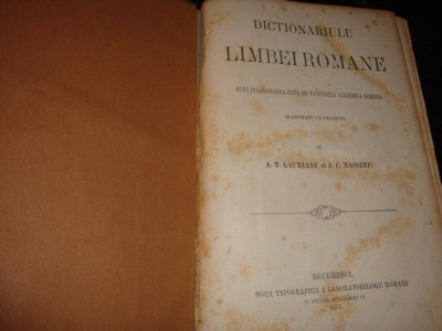 Laurianu / Massimu - Dictionarul limbii romane - vol 1 - ( 1871 ) foto