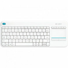 Tastatura Logitech K400 Plus Touch pad , Multimedia , Fara Fir , USB Logitech Unifying receiver , Alb foto