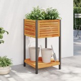 VidaXL Jardinieră de grădină cu raft 45x45x80cm lemn masiv acacia/oțel