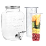 Dozator bauturi Navaris 4L cu infuzor fructe si gheata, sticla transparenta, universal
