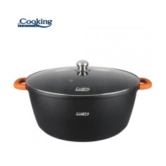 Semioala cu capac Dark Line Cooking By Heinner, Aluminiu, 44 x 19 cm, 23 L