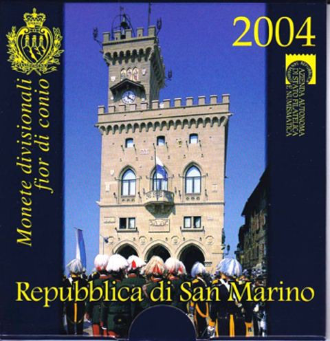 SAN MARINO 2004 - Set monetarie + 5 euro Ag ( 925/18 gr/32 mm ) - folder / BU