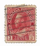 Canada - Regele George al V-lea in uniforma de Amiral - Culori si valori noi, 1922-1925 - 3 C, obliterat
