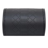 Husa volan din piele ecologica cu ac si ata pentru cusut, model perforat, negru, 38 cm