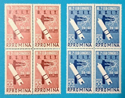 TIMBRE ROMANIA LP 431/1957 -Al-II-lea Congres A.S.I.T. - Bloc de 4 timbre -MNH foto