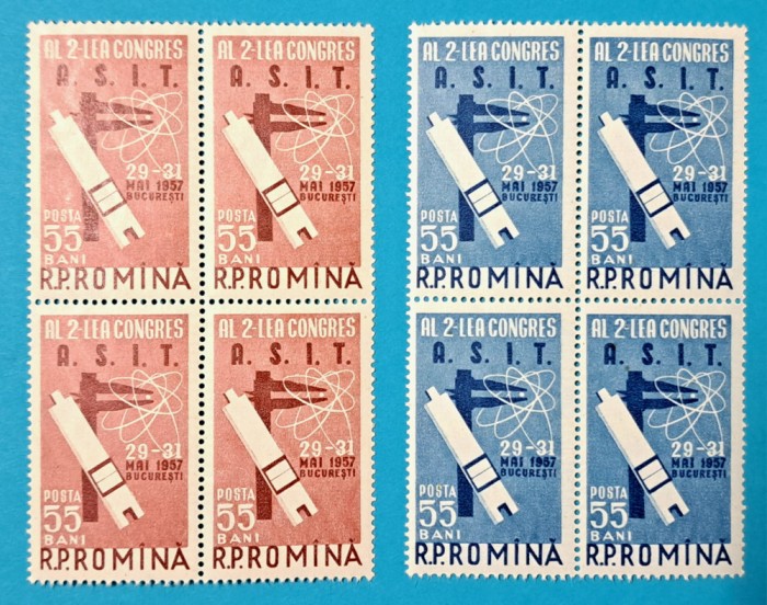 TIMBRE ROMANIA LP 431/1957 -Al-II-lea Congres A.S.I.T. - Bloc de 4 timbre -MNH
