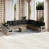 Gossi set canapea de gradina cu perne, 12 piese, gri, poliratan
